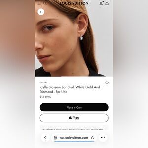 Louis Vuitton idylle blossom ear stud - white gold and diamond